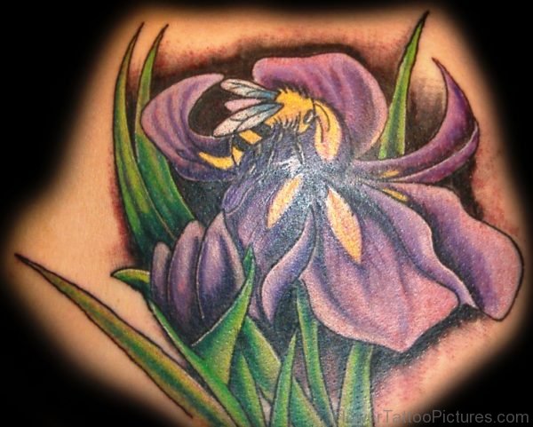 Excellent Iris Flower Tattoo Design