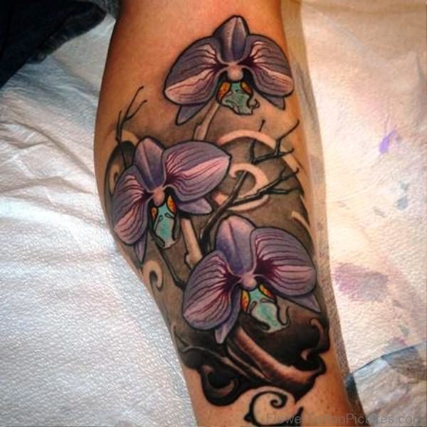 Excellent Orchid Flower Tattoo Design