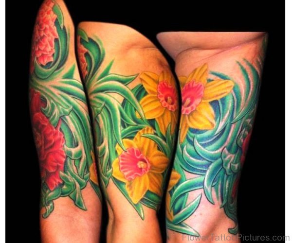 Fabulous Daffodil Flowers Tattoo Design