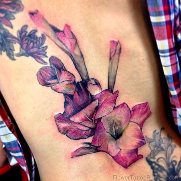 Fantastic Gladiolus Flower Tattoo Design.