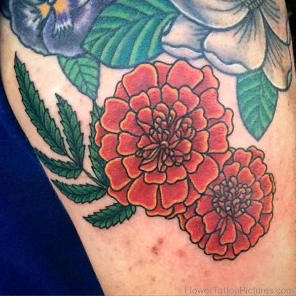 Great Marigold Flower Tattoo Design