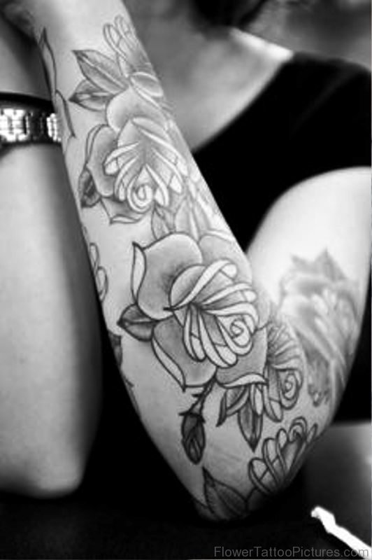 Grey Daffodil Tattoo On Full Sleeve