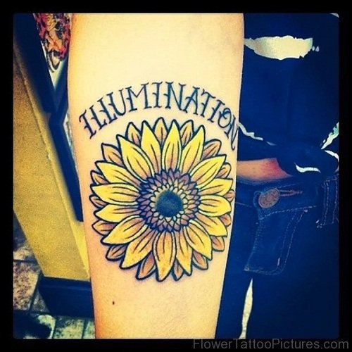 Illumination Sunflower Tattoo On Arm