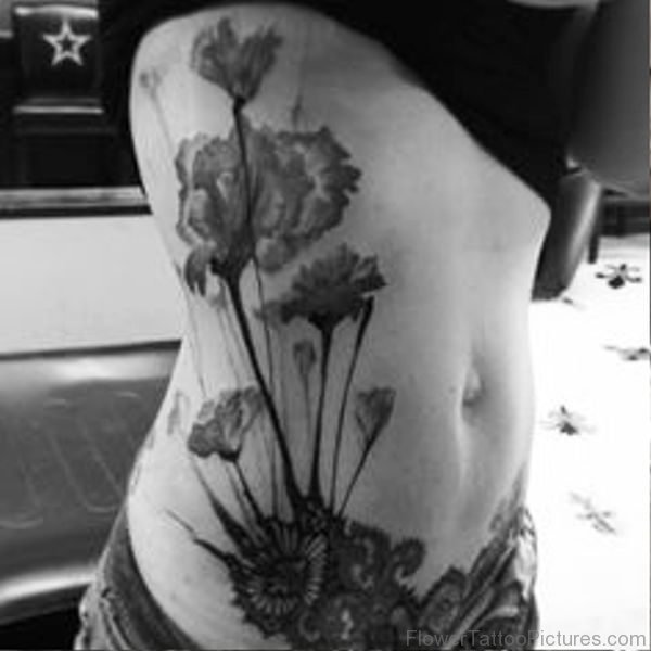 Image Of Carnation Tattoo On Rib