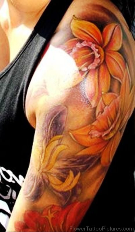 Image Of Daffodil Tattoo On Shoulder
