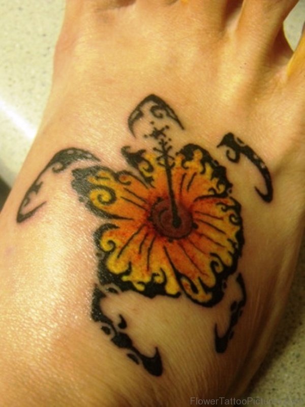 Impressive Daffodil Flower Tattoo On Foot