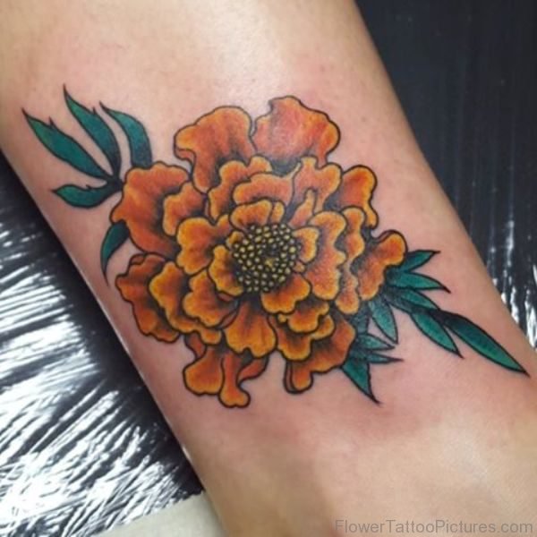 Impressive Marigold Flower Tattoo Design