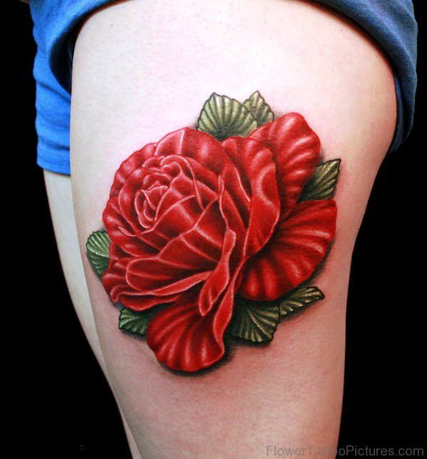 Impressive Red Carnation Flower Tattoo