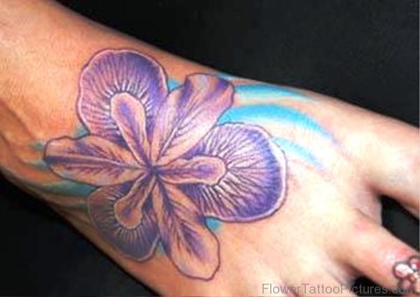 Iris Flower Tattoo On Foot