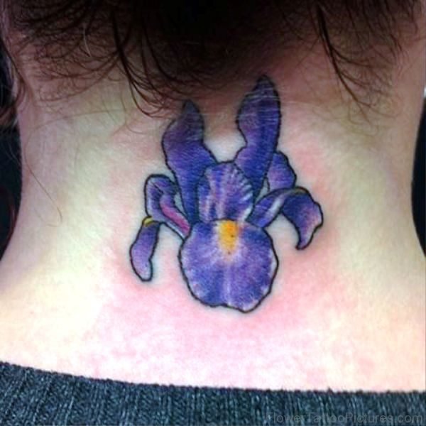 Iris Flower Tattoo On Neck