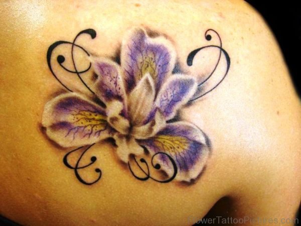 Iris Flower Tattoo On Shoulder
