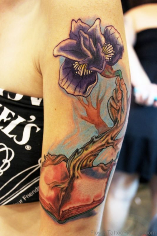 Iris Flower Tattoo On Shoulder Pic