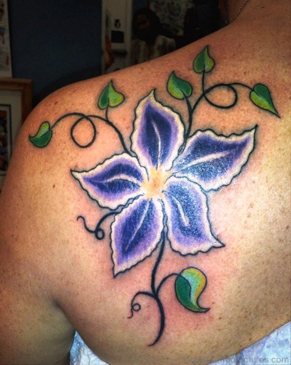 Larkspur Flower Tattoo On Shoulder