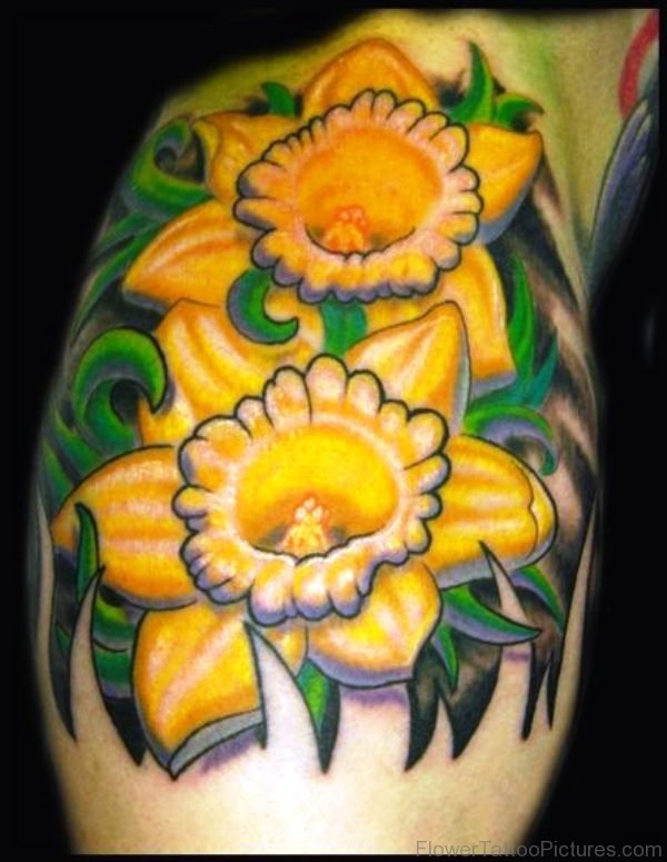 Lovely Daffodil Flowers Tattoo Design