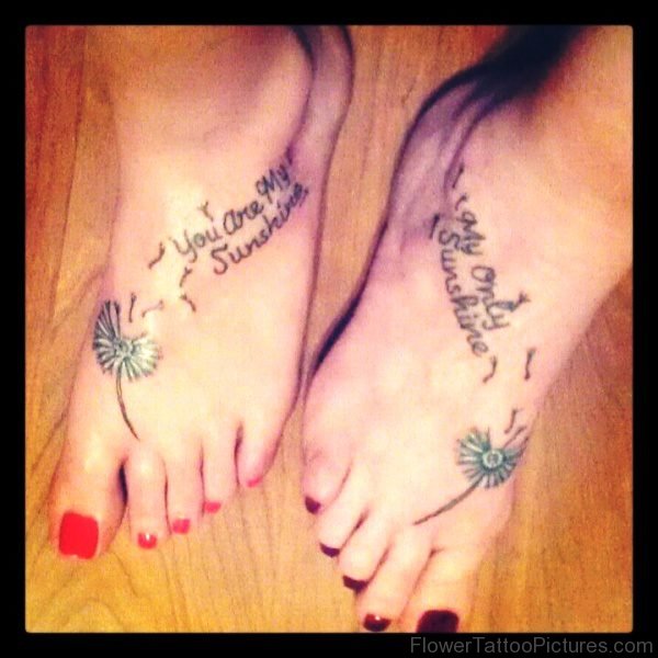 Lovely Dandelion Tattoo On Feet