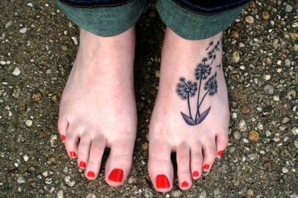 Magnificent Dandelion Tattoo On Foot