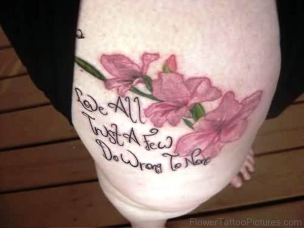 Magnificent Gladiolus Flower Tattoo On Thigh