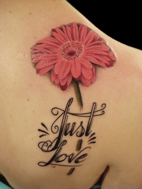 Marigold Flower Just Love Tattoo Design