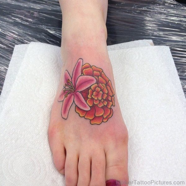 Marigold Flower With Lily On Foot