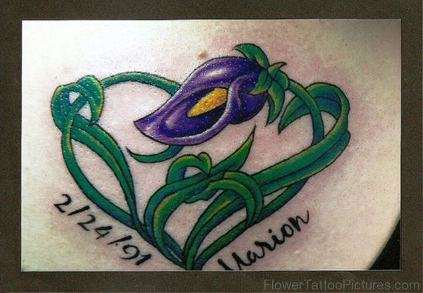 Memorial Iris Flower Tattoo Design