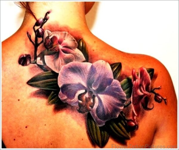 Orchid Flower Tattoo Design On Back