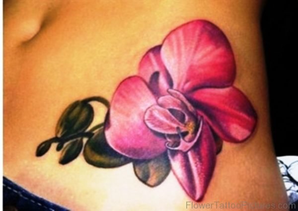 Orchid Flower Tattoo On Front Lower