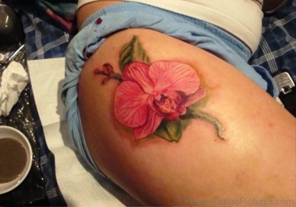 Orchid Flower Tattoo On Hip
