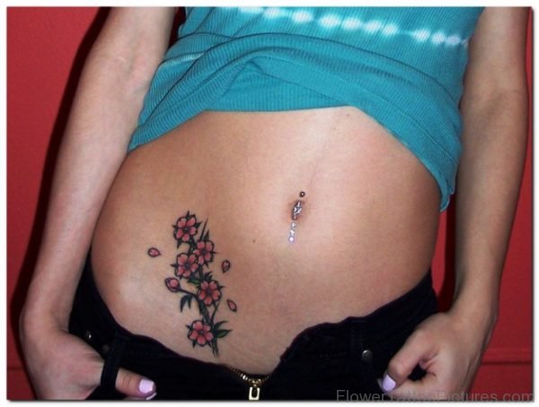 Orchid Flower Tattoo On Lower Front