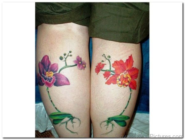 Orchid Flowers Design On Both Thighs