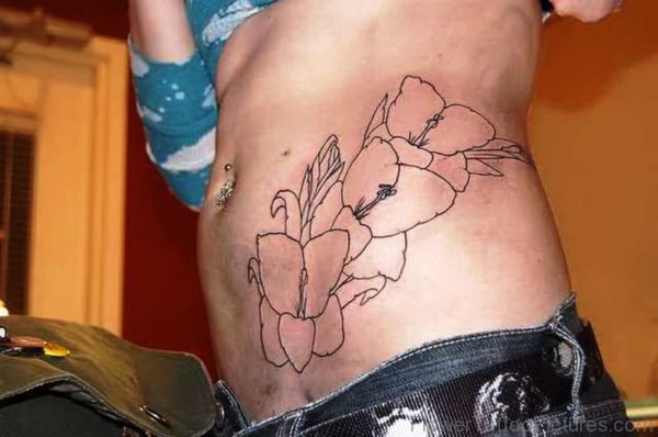 Outline Gladiolus Flower Tattoo Design