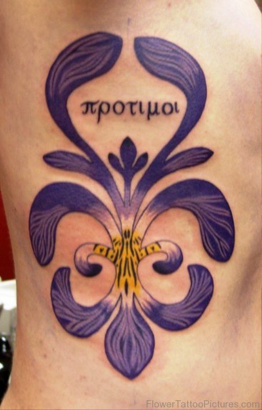 Phenomenal Iris Flower Tattoo On Back