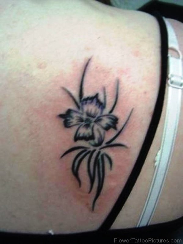 Pic Of Black Daffodil Flower Tattoo