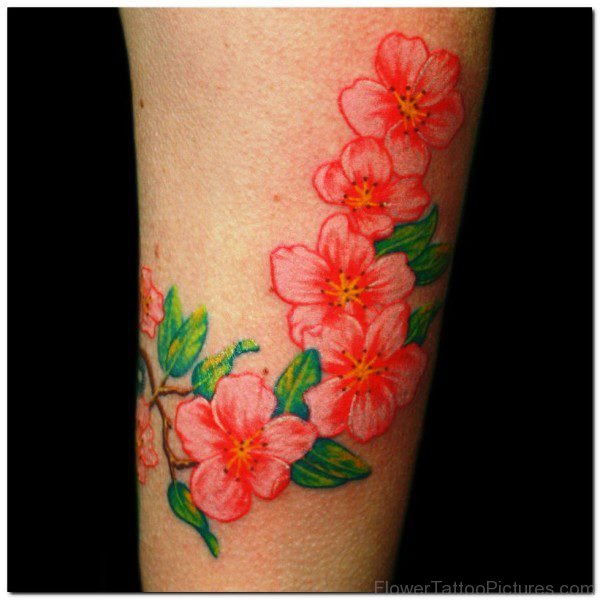 Pic Of Red Orchid Flowers Tattoo Design