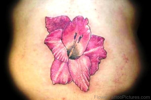 Pink Gladiolus Flower Tattoo Design