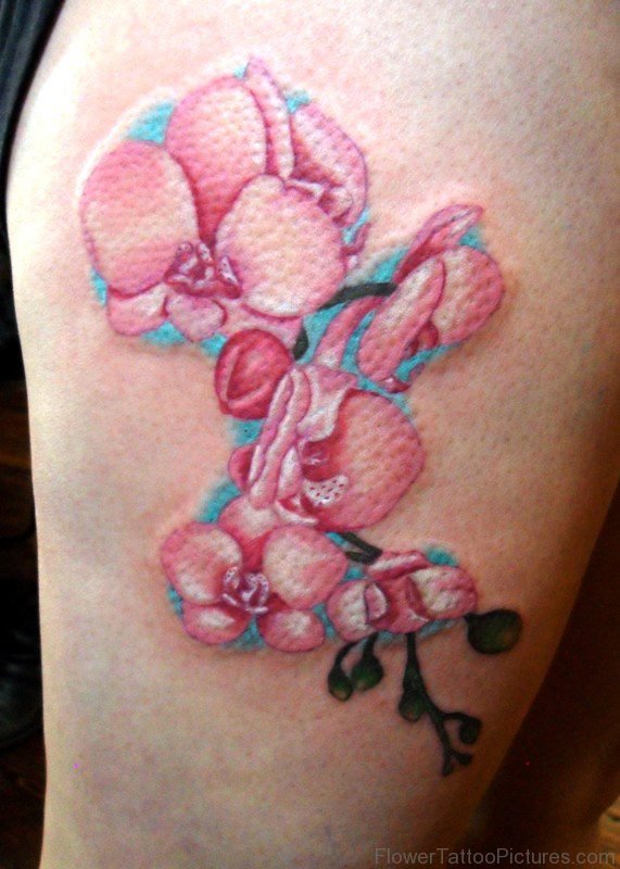 Pink Iris Flower Tattoo On Shoulder