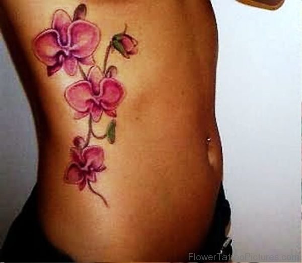 Rib Side Orchid Flowers Tattoo Design
