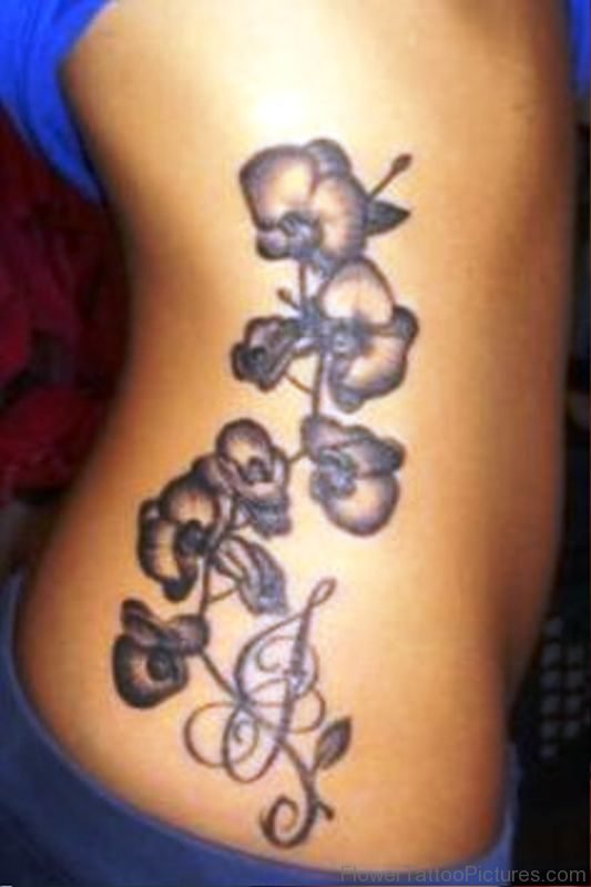Rib Side Orchid Tattoo Design