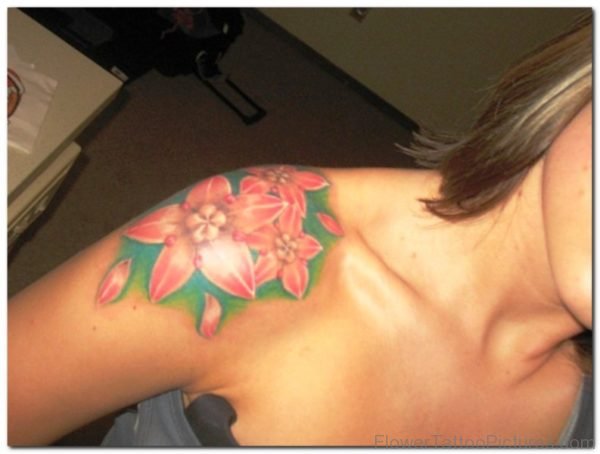 Simple Orchid Flowers Tattoo On Shoulder