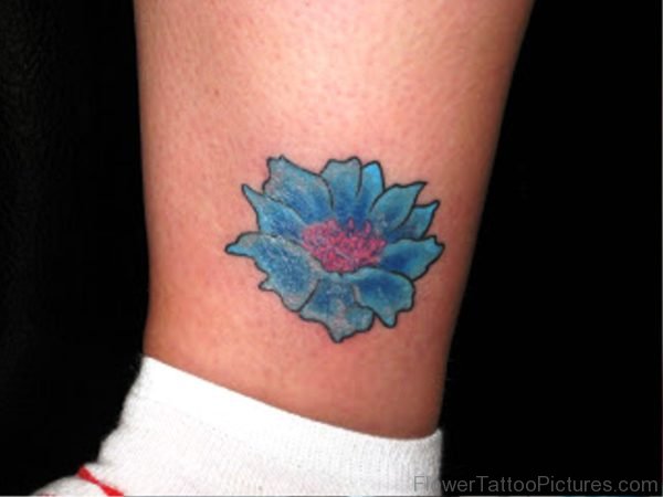 Small Cornflower Leg Tattoo