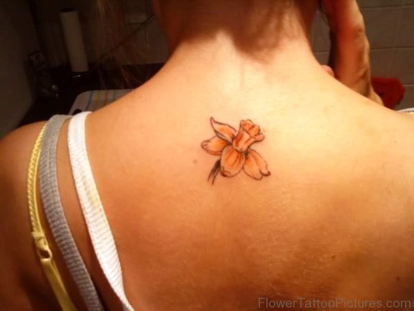 Small Daffodil Tattoo On Back