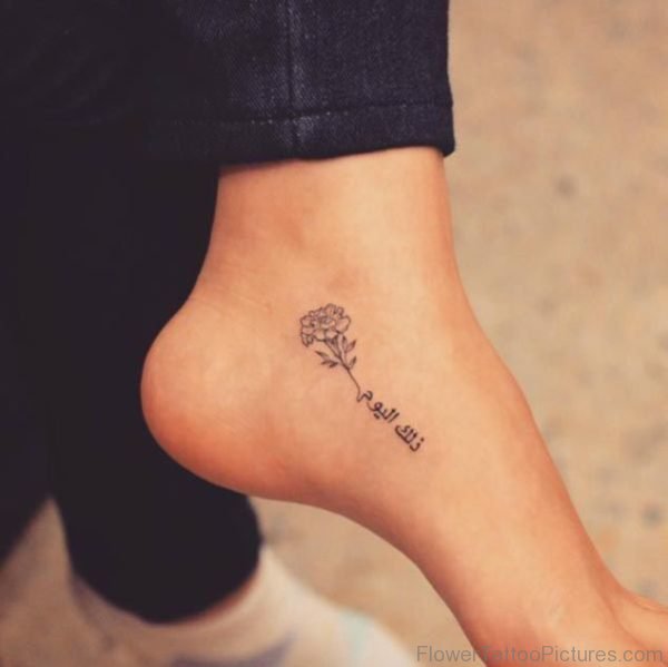 Small Marigold Flower Tattoo On Ankle