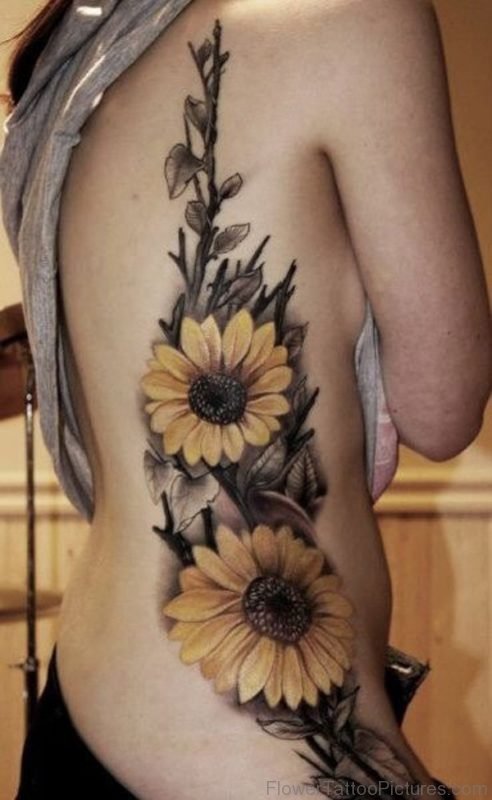 Sunflowers Tattoo On Full Side Body