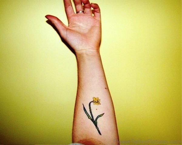 Tiny Daffodil Tattoo On Arm