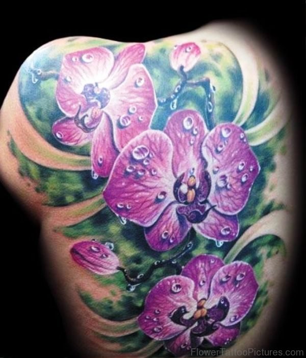 Traditional Orchid Flowers Tattoo Design
