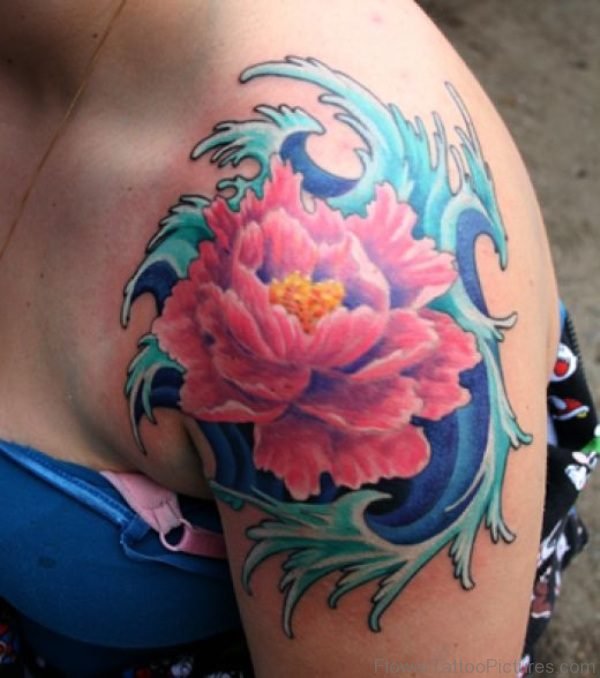 Underwater Pink Marigold Flower Tattoo