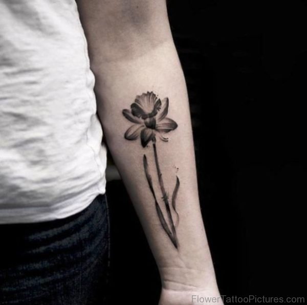 Unique Daffodil Flower Tattoo On Arm