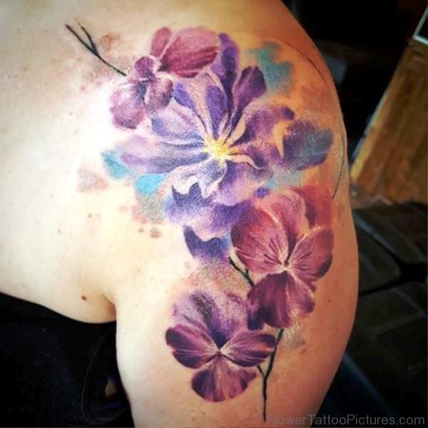 Watercolor Larkspur Flower Tattoo Design